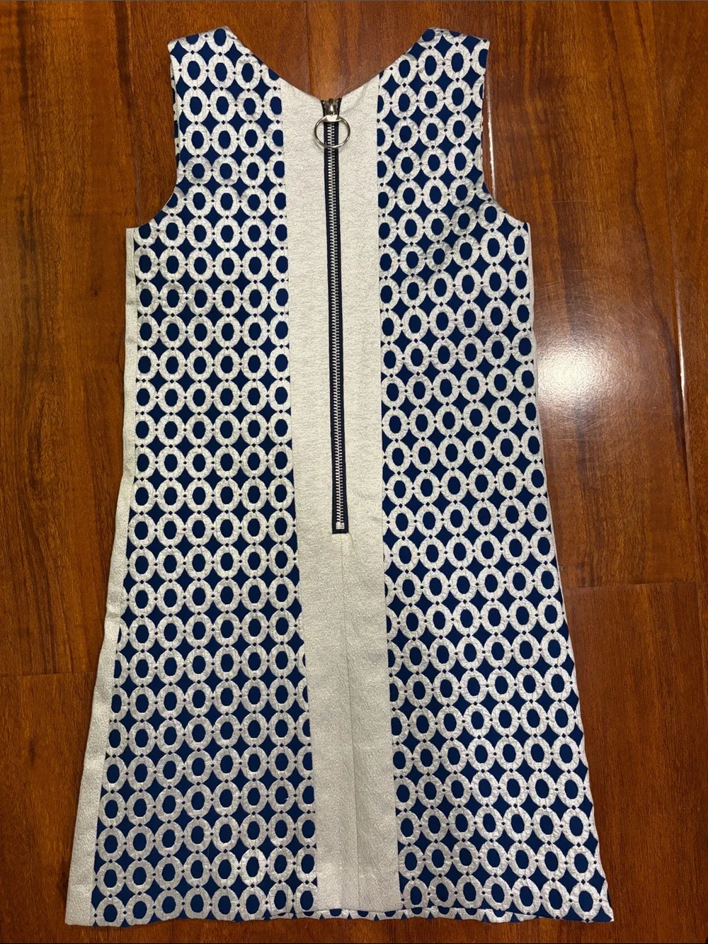 Zoe Ltd Navy and White Geometric Sleeveless Shift Dress